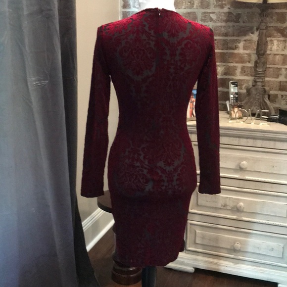 Burgundy Velvet Croset Laced Dress Sz S NWOT - Picture 5 of 8